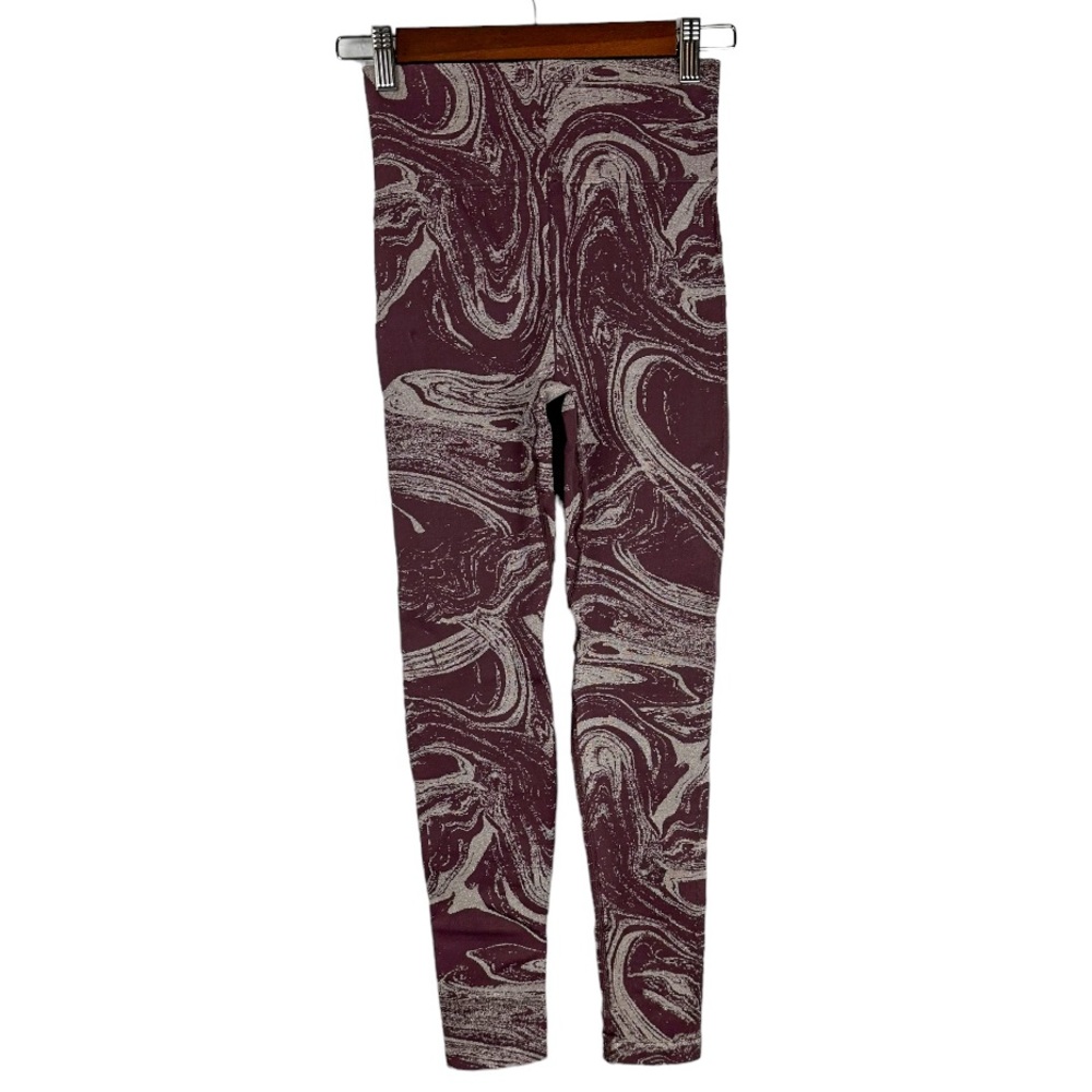 ATHLETA Aurora Shine Tight Spiced Cabernet Purple Grey Swirl Size XS - Picture 4 of 8